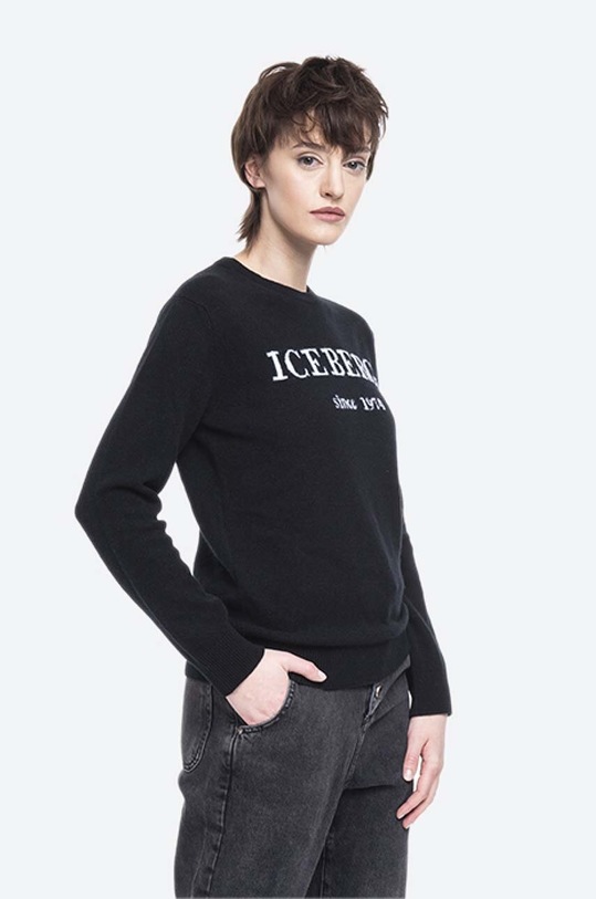 Kašmírový sveter Iceberg Round Neck Knitted 20II2P0A0267003-9000 20II2P0A0267003.9000 čierna