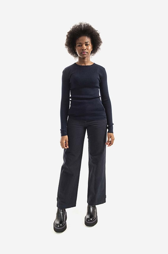 Vlněný svetr Norse Projects Siri Merino NW45.0182.7004 námořnická modř AA00