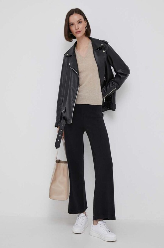 United Colors of Benetton gyapjú pulóver 1002D4488.562. bézs AA00