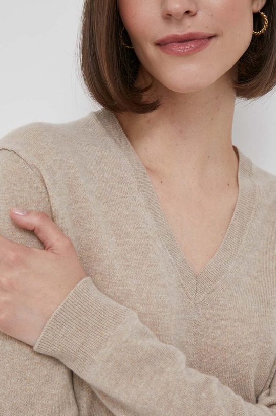 United Colors of Benetton gyapjú pulóver 1002D4488.562. bézs