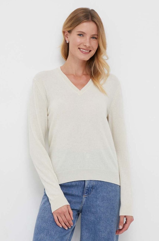 Вовняний светр United Colors of Benetton тонкий бежевий 1002D4488.000.