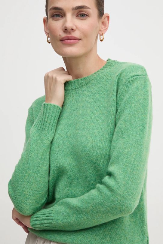 United Colors of Benetton sweter wełniany okrągły zielony 103ME1N23.507