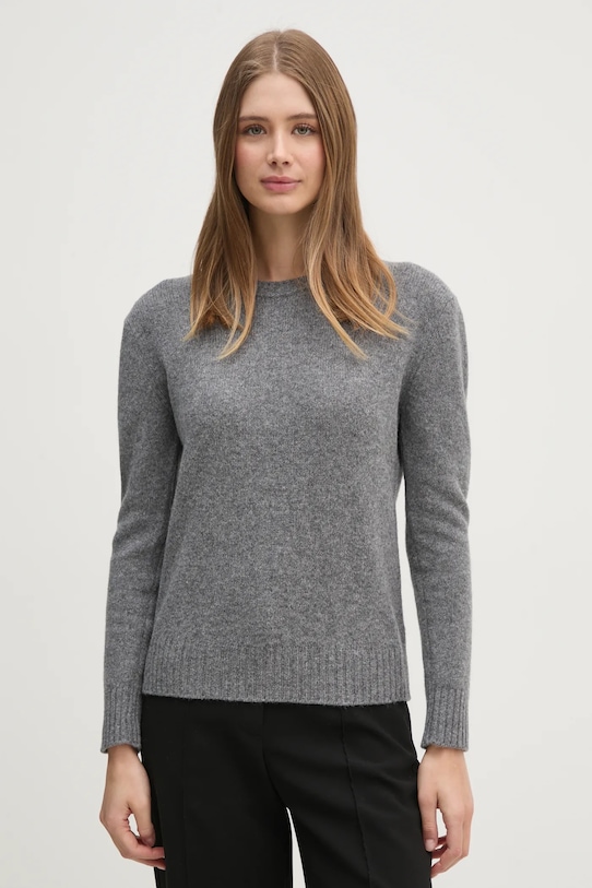 United Colors of Benetton sweter wełniany okrągły szary 103ME1N23.507