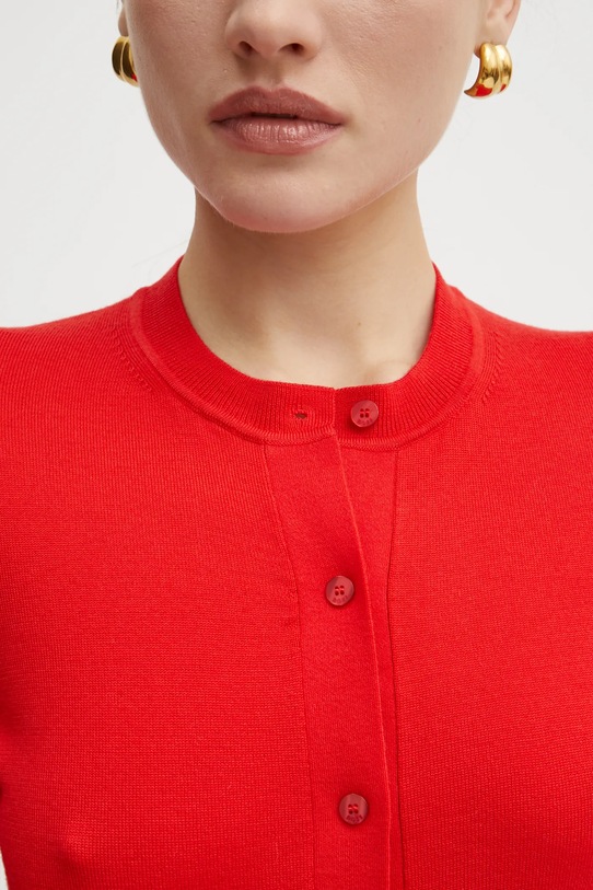 Μάλλινη ζακέτα BOSS 50492552 κόκκινο