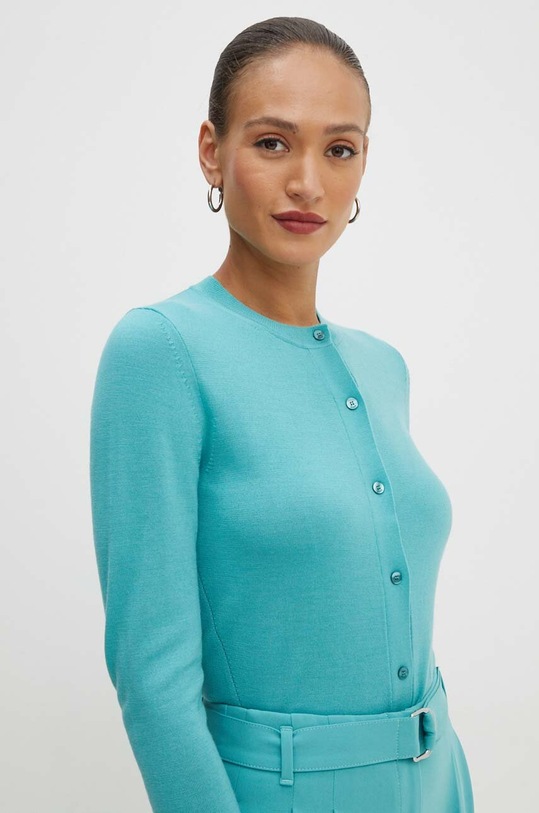 Vlněný svetr BOSS tyrkysová 50492552