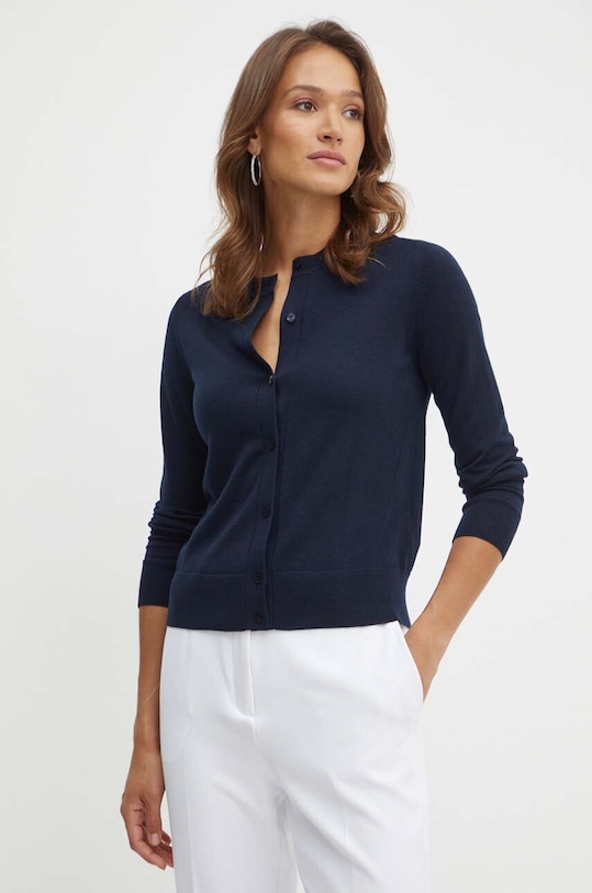 Вълнена жилетка BOSS тъмносин 50492552