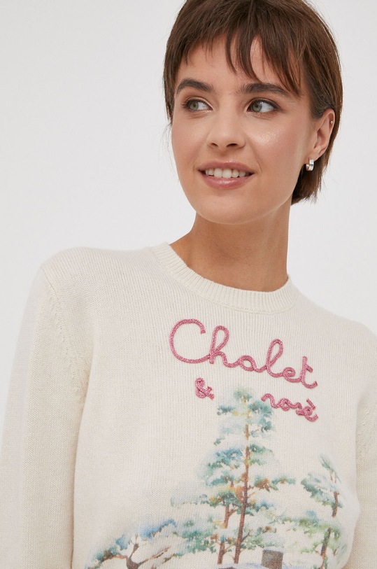 MC2 Saint Barth sweter wełniany okrągły beżowy QUE0024