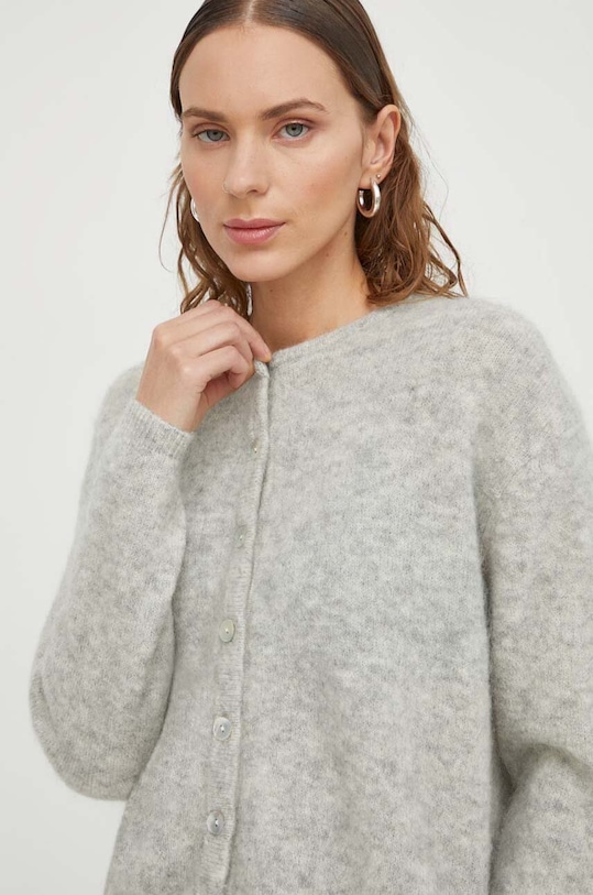 American Vintage cardigan din lana uni gri VITO19E