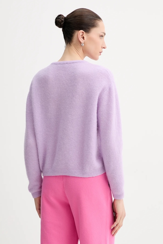 Odzież American Vintage kardigan z domieszką wełny GILET ML COL ROND VITO19E fioletowy