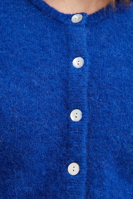 American Vintage kardigan wełniany GILET ML COL ROND VITO19E fioletowy