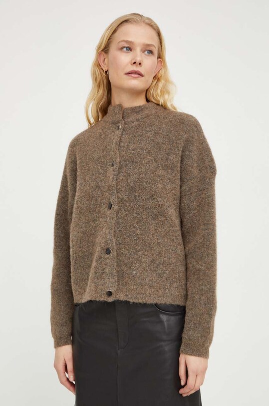 Vlněný svetr Gestuz propínací hnědá 10905931