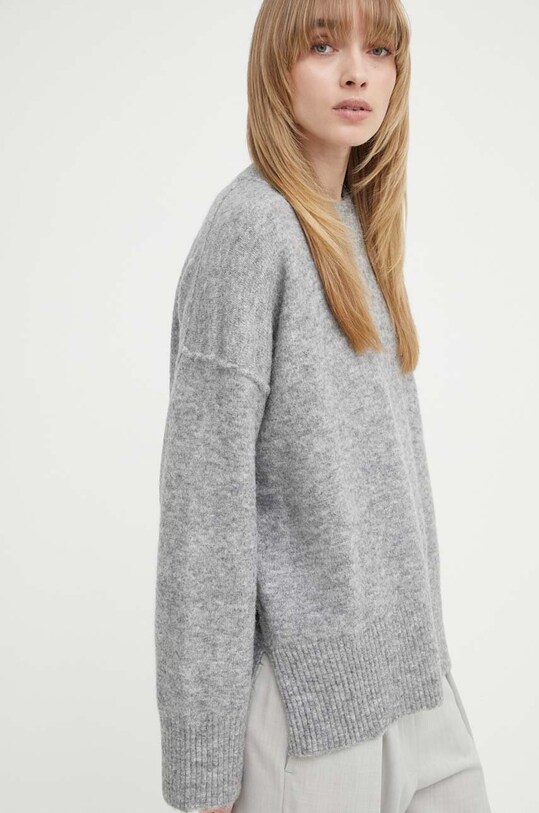 Day Birger et Mikkelsen sweter wełniany Josie - Cozy Days RD okrągły szary DAY100420