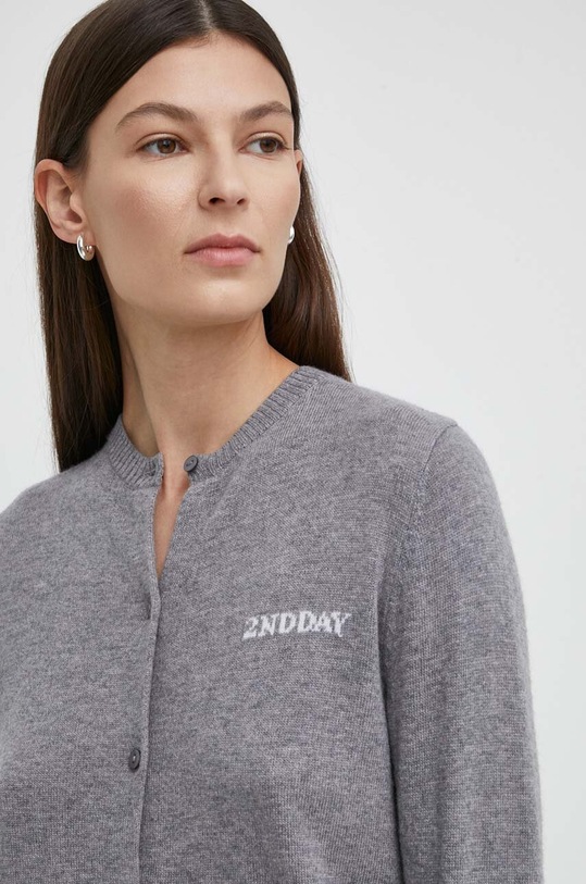 2NDDAY kardigan z domieszką wełny 2ND Vinny TT - Soft Wool Blen szary 2000341408