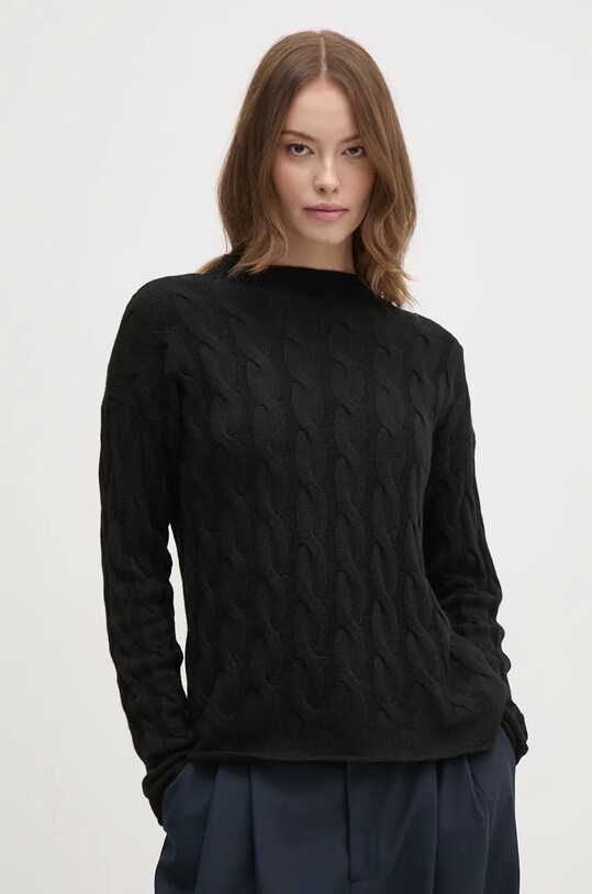 United Colors of Benetton pulover din amestec de lana grosime medie negru 1335D2467