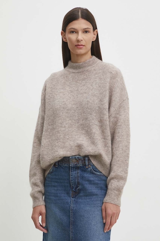 Gestuz sweter wełniany półgolf beżowy 10909330