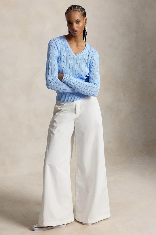 Одяг Polo Ralph Lauren светр бавовняний жіночий 211971870 блакитний