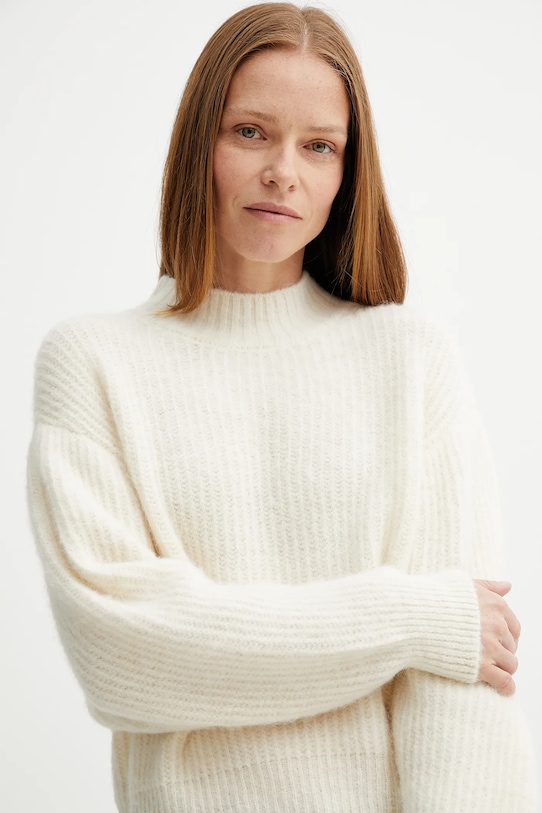 American Vintage sweter z domieszką wełny beżowy EAST18Q