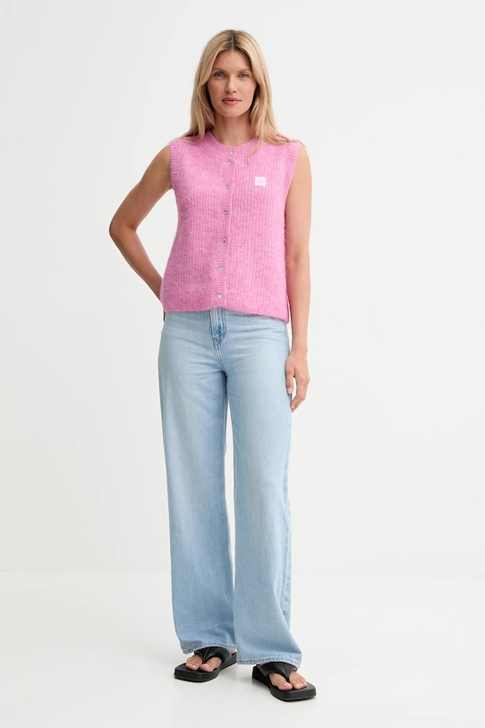 American Vintage vestă din amestec de lână EAST19MC roz AA00