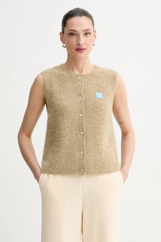 American Vintage kamizelka z domieszką wełny aplikacja beżowy EAST19MC