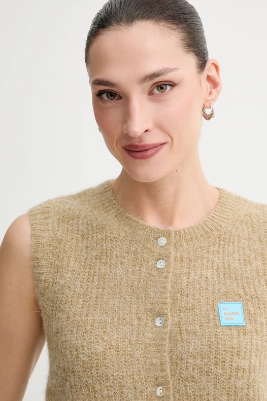 American Vintage kamizelka z domieszką wełny beżowy EAST19MC