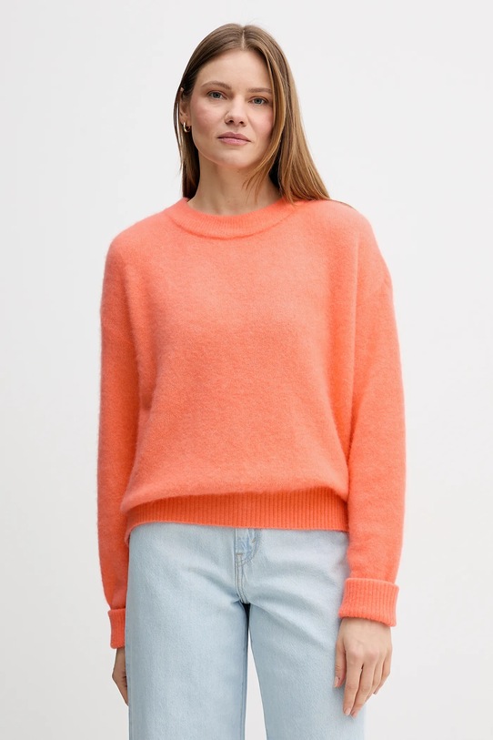 American Vintage sweter wełniany okrągły pomarańczowy VITO18E