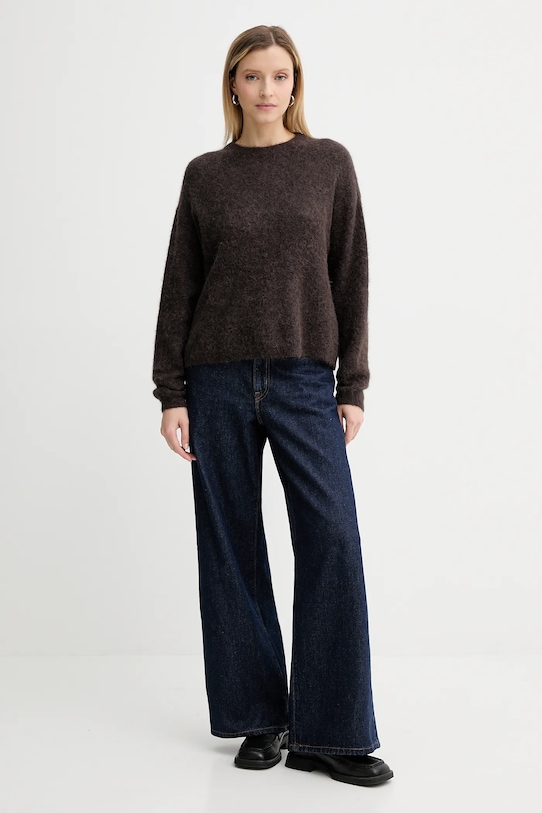 American Vintage sweter wełniany NEN18C brązowy AA00