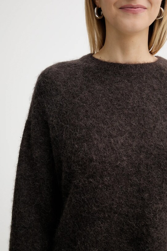 American Vintage sweter wełniany NEN18C brązowy