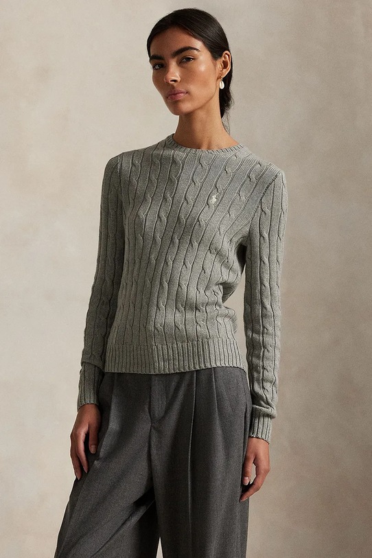 Polo Ralph Lauren sweter z dodatkiem kaszmiru okrągły szary 211971795