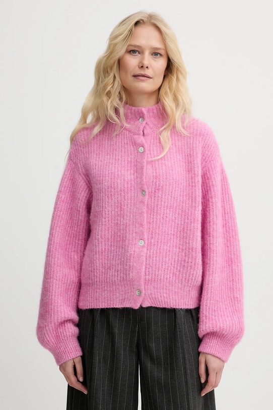 American Vintage kardigan z dodatkiem wełny gruba różowy EAST19N