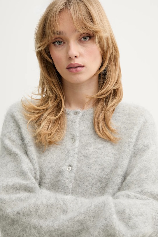 Gestuz kardigan z dodatkiem moheru Gzdebbie szary 10910935