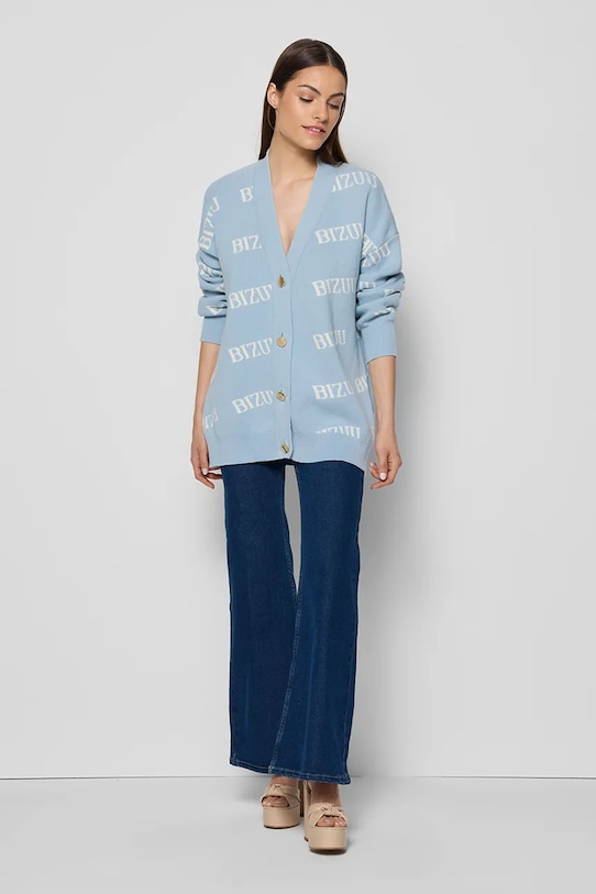 Odzież BIZUU sweter rozpinany damski bawełniany KYLE KYLE.BLEKITNY niebieski