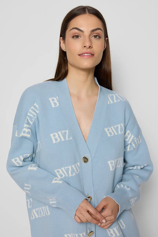 BIZUU sweter rozpinany damski bawełniany KYLE niebieski KYLE.BLEKITNY