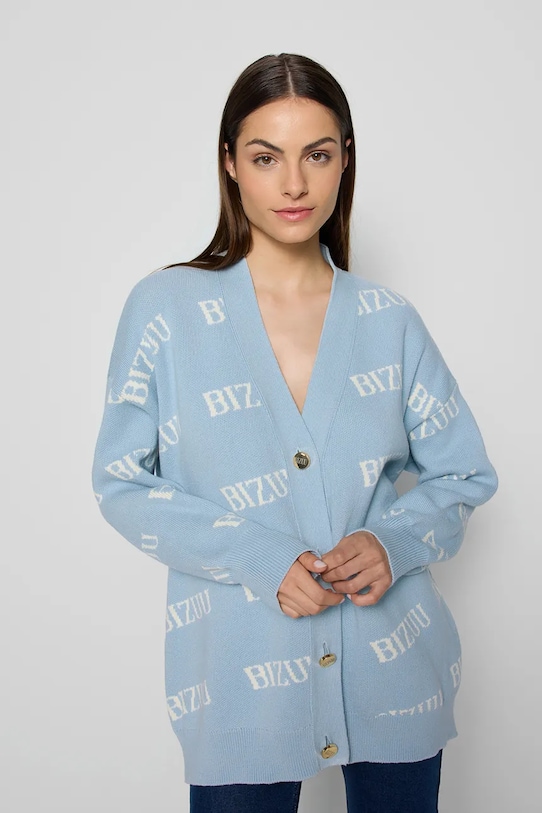 BIZUU sweter rozpinany damski bawełniany KYLE KYLE.BLEKITNY niebieski