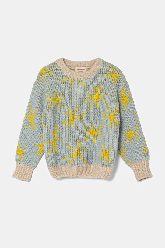 Renewed sweter z domieszką wełny dziecięcy Creative Upcycling z domieszką wełny niebieski sweter.kids.bobo.choses