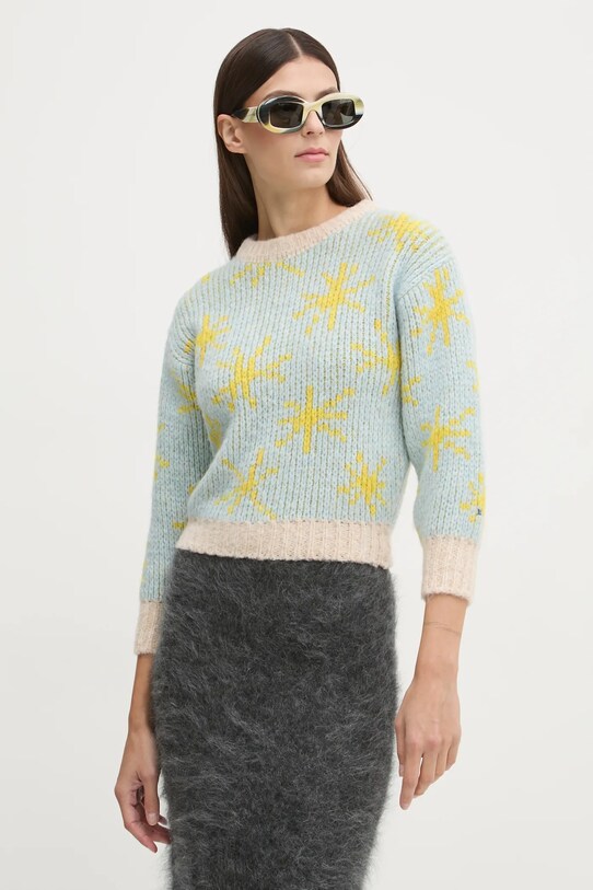 Renewed sweter z domieszką wełny dziecięcy Creative Upcycling niebieski sweter.kids.bobo.choses