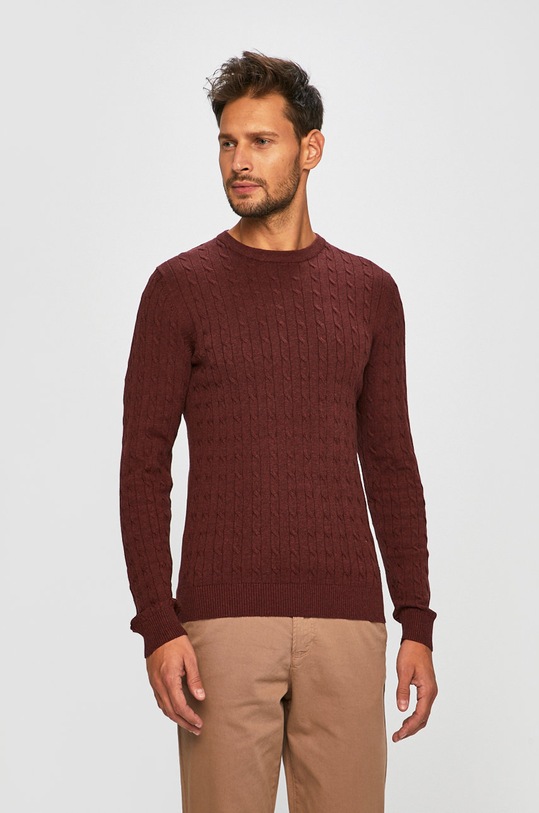 Jack & Jones - Sweter okrągły bordowy 12155363