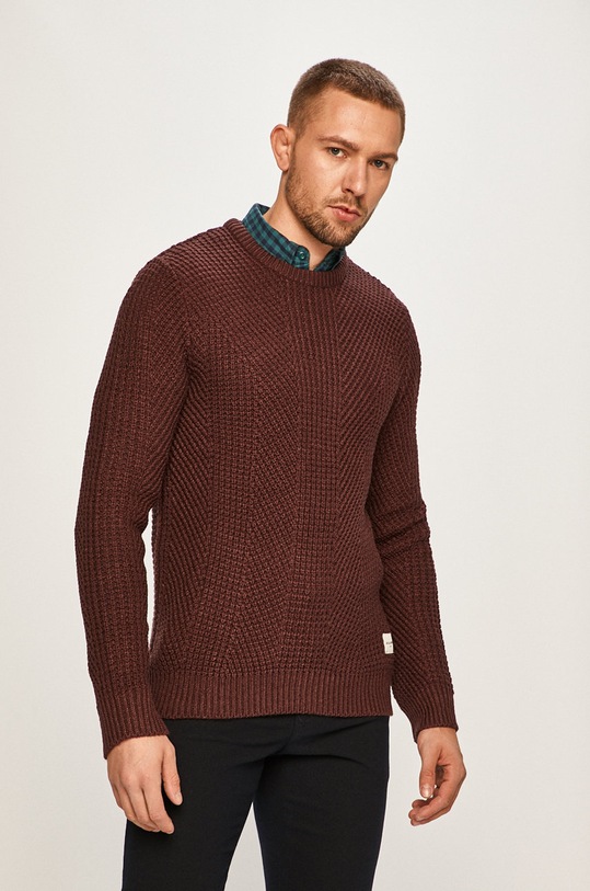 Jack & Jones - Sweter okrągły bordowy 12161359