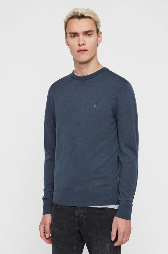 AllSaints – Sweter MODE MERINO CREW okrągły granatowy MK129D
