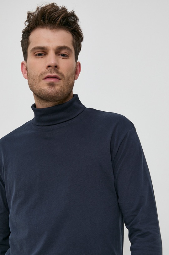 Jack & Jones - Longsleeve din bumbac uni bleumarin 12190713