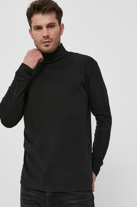 Jack & Jones - Longsleeve din bumbac uni negru 12190713