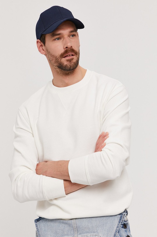 Selected Homme - Bavlněná mikina bez kapuce bílá 16077366