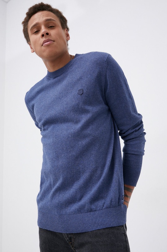 Premium by Jack&Jones Sweter z domieszką kaszmiru okrągły niebieski 12192311