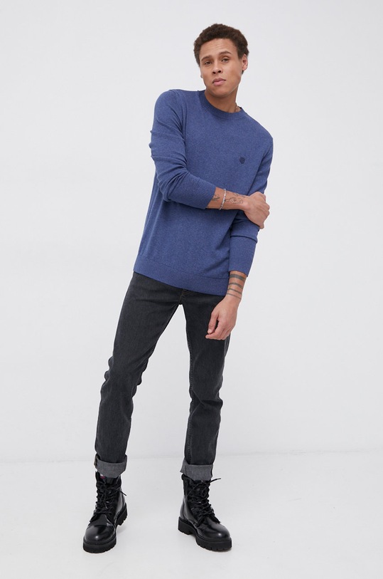 Premium by Jack&Jones Sweter z domieszką kaszmiru 12192311 niebieski AA00