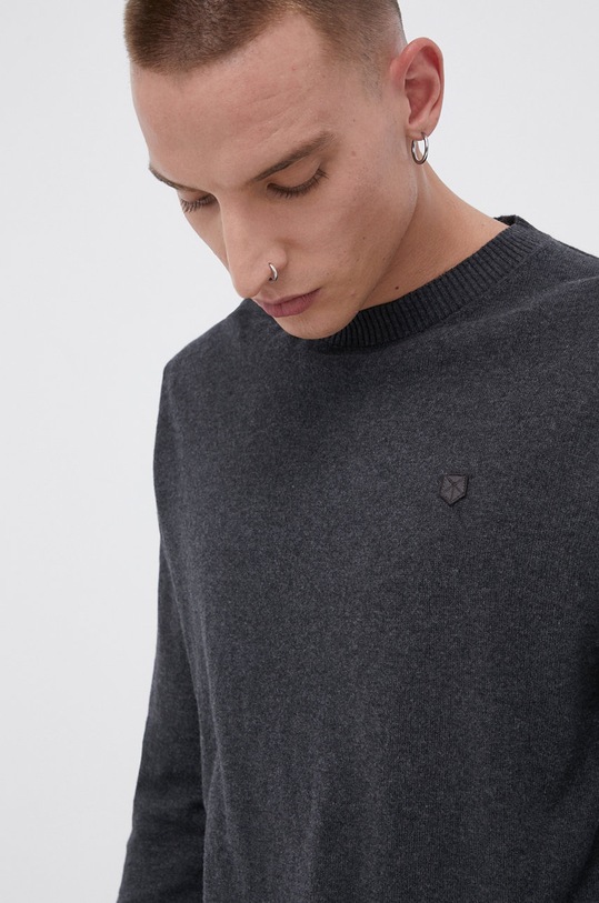 Premium by Jack&Jones Sweter z domieszką kaszmiru okrągły szary 12192311