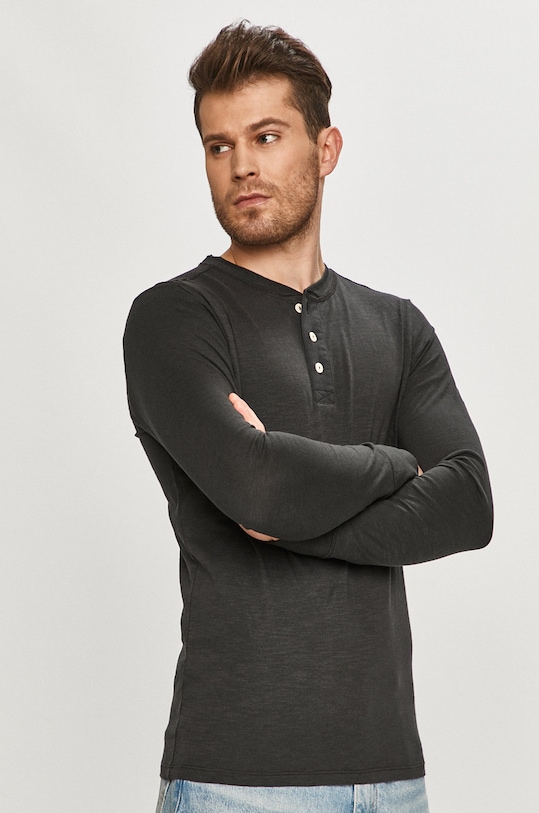 Selected Homme Longsleeve bawełna czarny 16063524