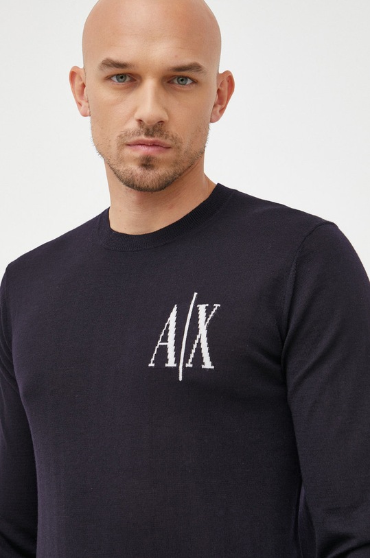 Armani Exchange sweter wełniany okrągły granatowy 8NZM4R.ZM8AZ.NOS