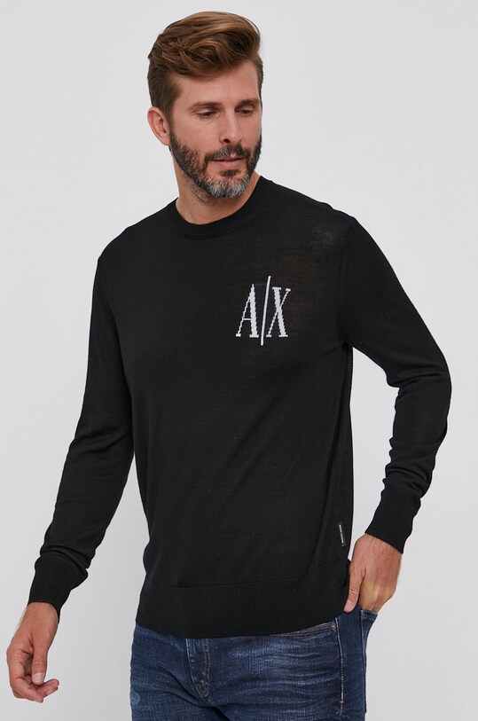 Armani Exchange gyapjú pulóver fekete 8NZM4R.ZM8AZ.NOS