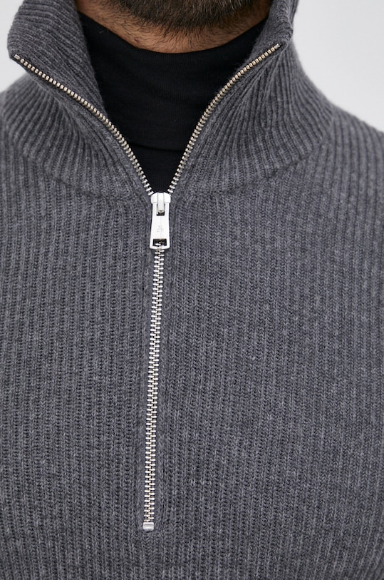 Marc O'Polo Sweter z domieszką wełny M30505560296 szary