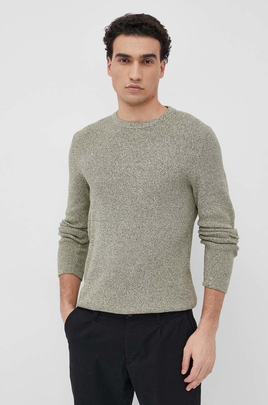 Βαμβακερό πουλόβερ Selected Homme πράσινο 16079776.WinterMoss