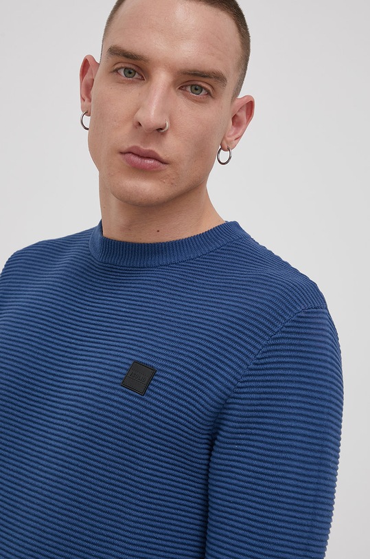 Solid Sweter bawełniany niebieski 21106094.194026
